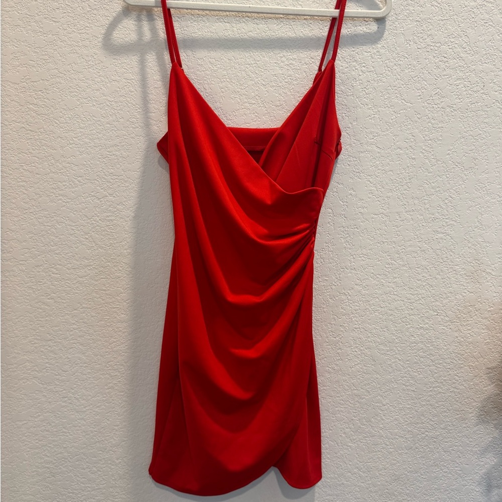 Elegant Red Draped Dress